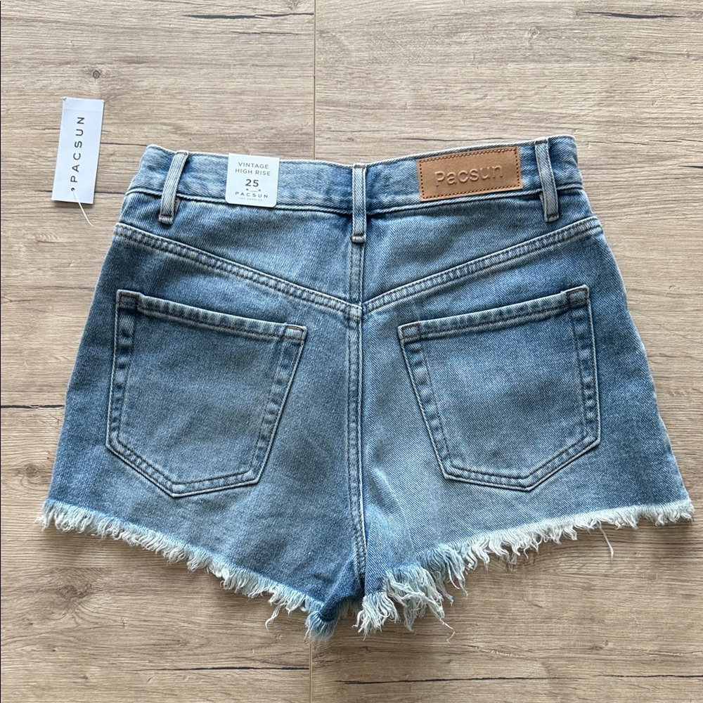 PacSun Light Blue Distressed Jean Shorts - Picture 5 of 13